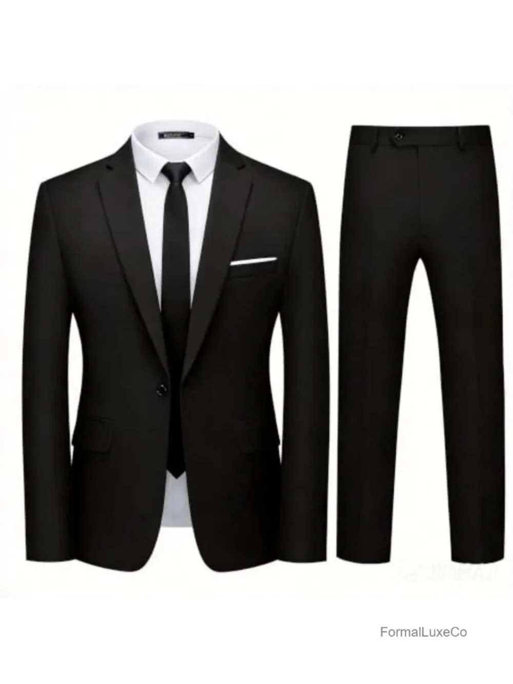 Men's 2 Piece Slim Fit Suit Set One Button Jacket & Pants